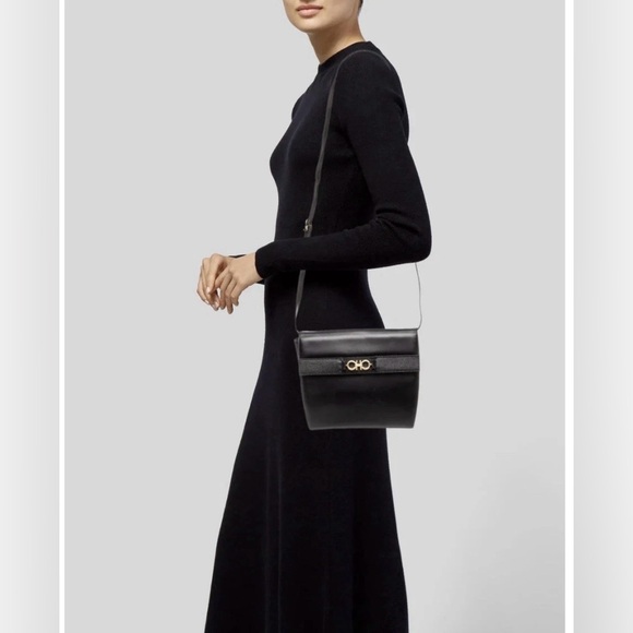 Salvatore Ferragamo Handbags - Authentic Salvatore Ferragamo Crossbody Black Bag, Gancini Logo